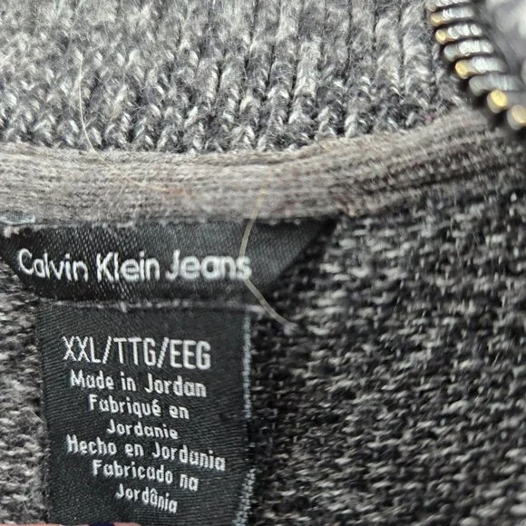 Calvin Klein Dark Gray Mock Neck Long Sleeve Cotton Knit Sweater Pullover - Picture 5 of 6